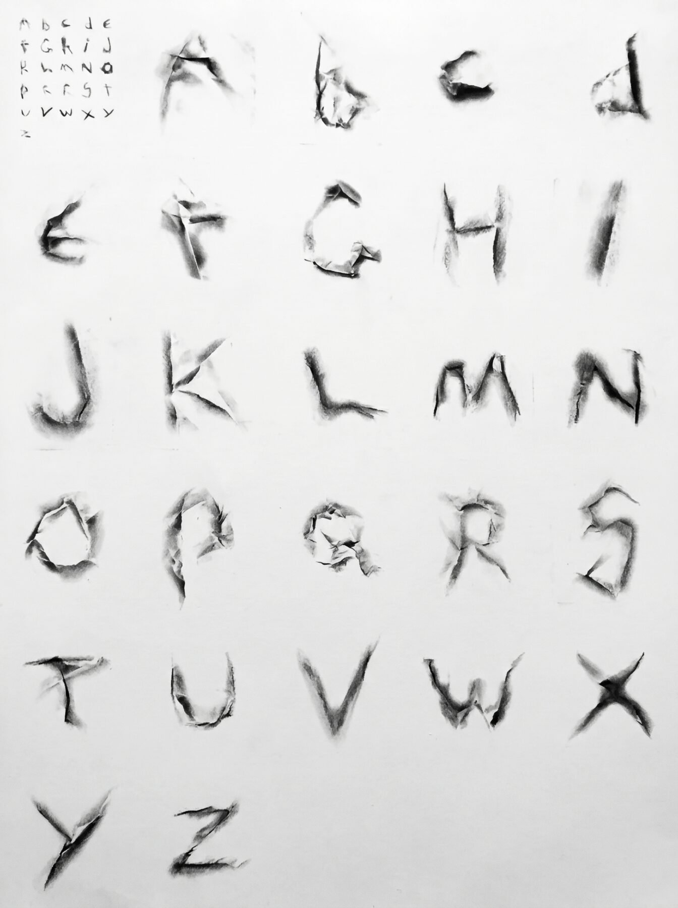 Font created from screwed up paper