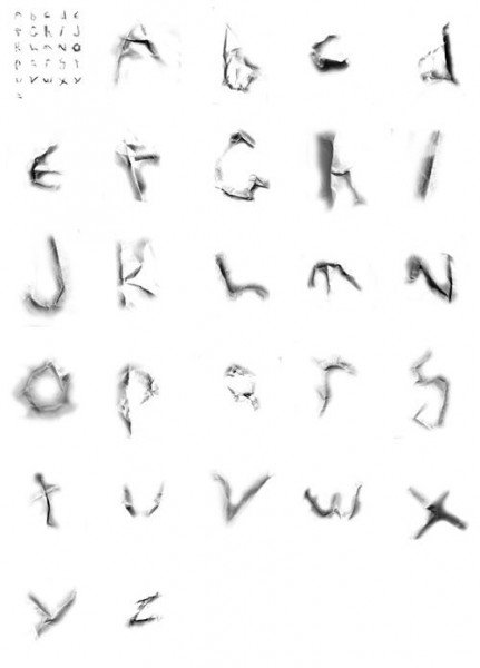 Font created from screwed up paper – No Photoshop